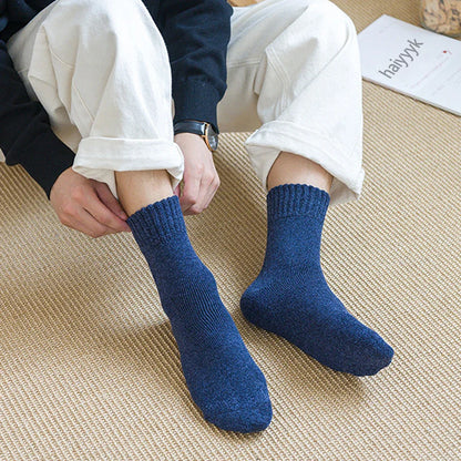 5 Pairs Thick Wool Socks for Men - High-Quality Thermal Cotton Winter Socks, Christmas Gift Size 38-45