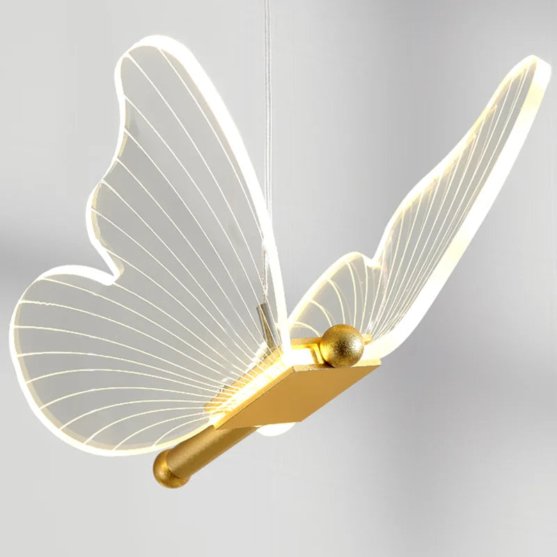 Nordic Butterfly Pendant Lamp: Lustre LED Fixture for Kitchen, Living Room & Bedside Ceiling Decor