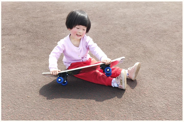 60cm Kids' Beginner Skateboard – Double Rocker Maple Deck with Cartoon Design for Outdoor Fun