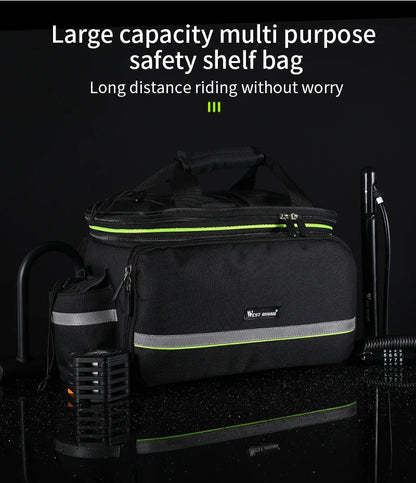 WEST BIKING 3-in-1 Waterproof Bike Trunk Bag — Large Capacity MTB & Road Bicycle Saddle Seat Panniers, Travel Luggage Carrier