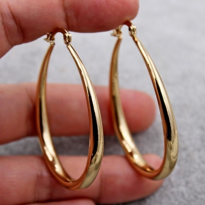 Shiny Gold Hoop Earrings for Women – Fashion Jewelry for Engagement & Wedding Gift