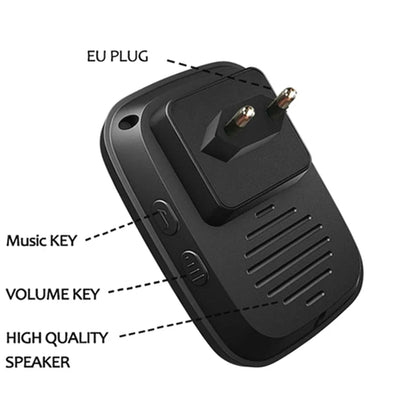 Waterproof Wireless Doorbell — AC 100V-240V EU Plug, Smart Remote Control, Battery Included, Plug & Play