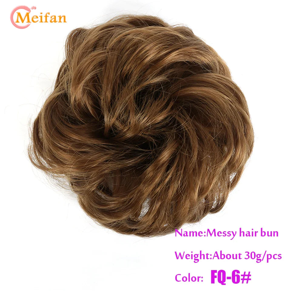 MEIFAN Synthetic Chignon Hair Bun – Elastic Rubber Band Clip-In Updo Ponytail Hair Extension for Women