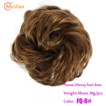 MEIFAN Synthetic Chignon Hair Bun – Elastic Rubber Band Clip-In Updo Ponytail Hair Extension for Women