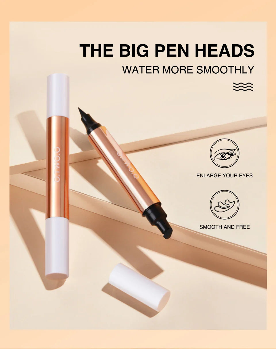 O.TWO.O Black Liquid Eyeliner Pen – Double-Ended Waterproof Fast-Dry Eye Liner for Women