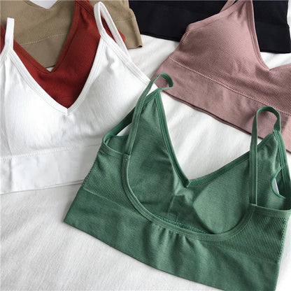 Women's Seamless Sleeveless Crop Top: Sexy Bra Tube for Streetwear & Sports - Bandeau Style Tank