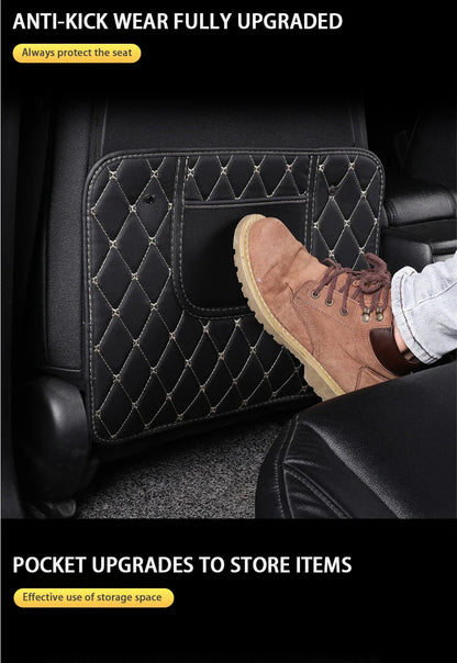 PU Leather Car Seat Back Protector – Anti-Kick Pad for Kids, Child Kick & Dirt Protection, Auto Accessories
