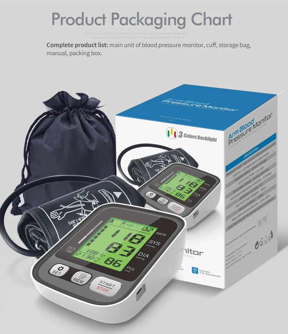 KIUZOU Upper Arm Automatic Blood Pressure Monitor – Sphygmomanometer for Accurate Arterial Pressure Measurement