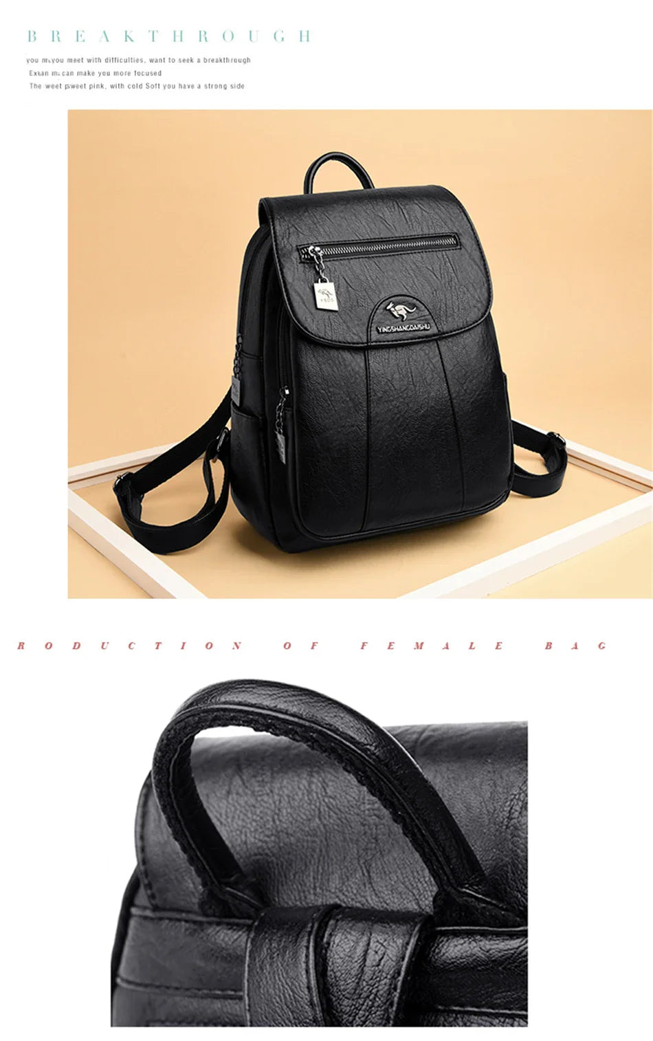 Women's Backpack 2022 - High-Quality Soft Leather, Large Capacity, Leisure Travel & School Bag for Teenage Girls - Black Mochila