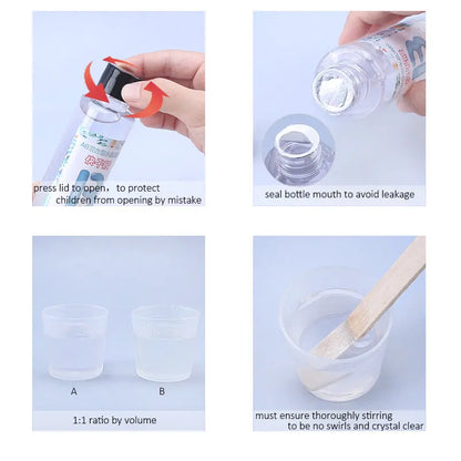 1:1 Clear Epoxy Resin Kit – Crystal Clear 2-Part Casting Resin Set with Measuring Cups, Stir Stick & Silicone Gloves for Art & DIY Crafts