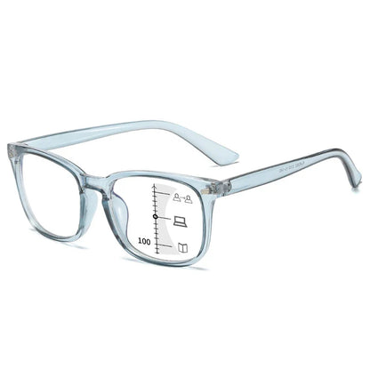 CRIXALIS Square Multifocal Progressive Reading Glasses Anti-Glare UV400 Fashion Computer Eyewear for Men & Women with Diopter Support