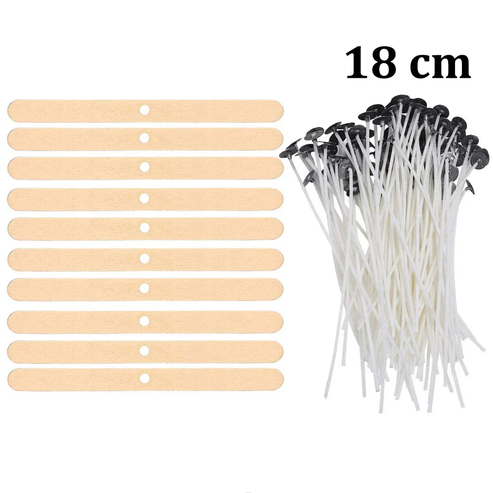 Smokeless Candle Wicks – Pre-Waxed Cotton Core with Metal Sustainer Tabs, 2.6-20cm for DIY Handmade Candle Making