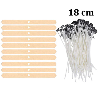 Smokeless Candle Wicks – Pre-Waxed Cotton Core with Metal Sustainer Tabs, 2.6-20cm for DIY Handmade Candle Making