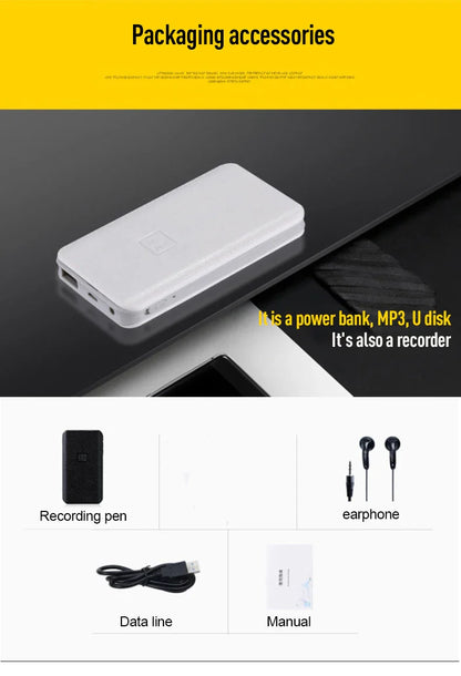 8-64GB Digital Voice Recorder – Hidden Sound-Activated Espia Dictaphone with Magnet, Long-Distance Recording, MP3 & U-Disk