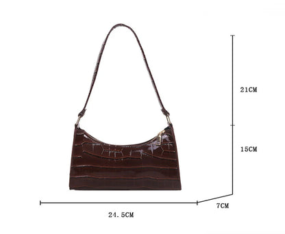 Fashion PU Leather Alligator Pattern Bag for Women – Small Armpit Handbag, Underarm Messenger Purse