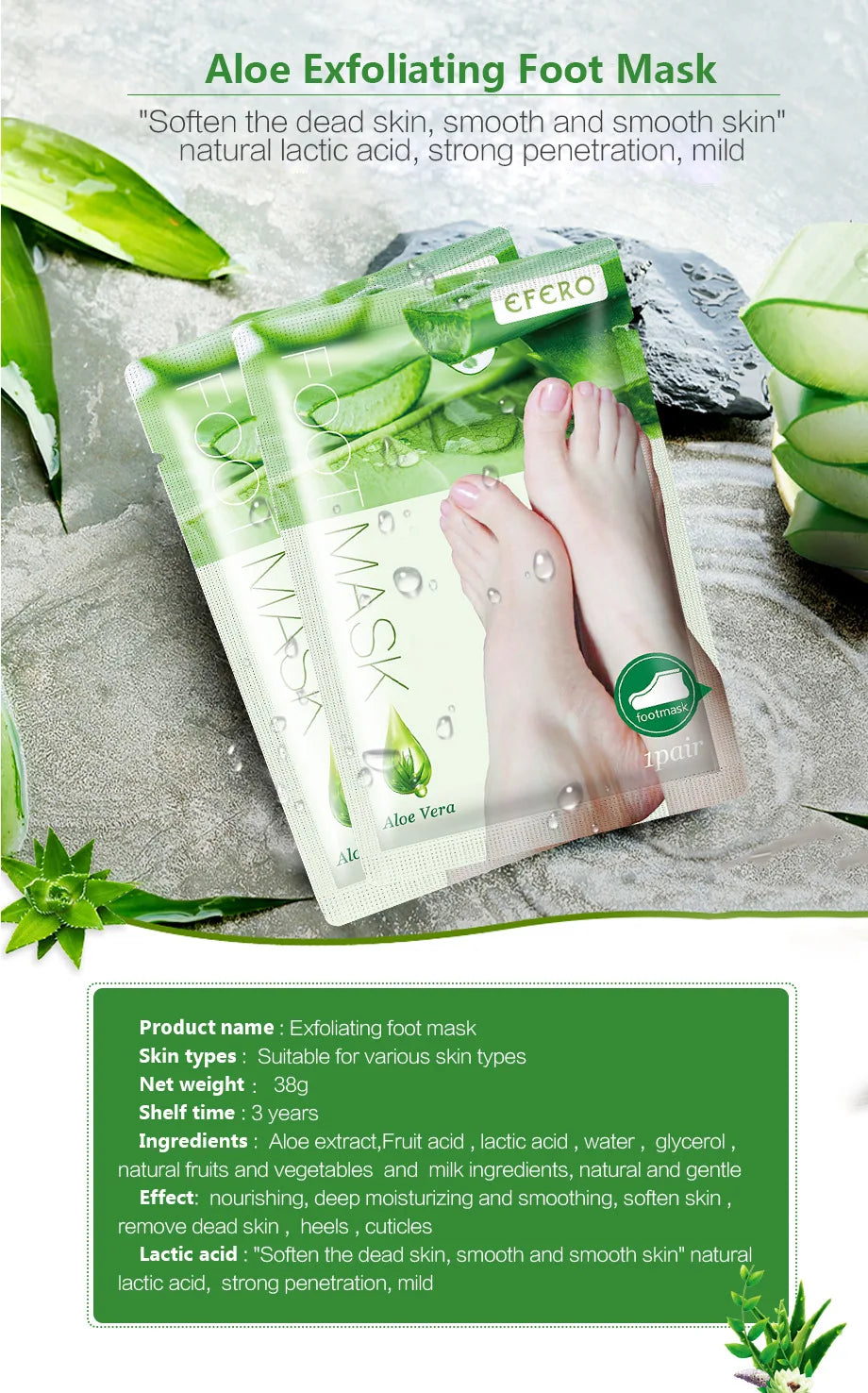 Aloe Vera Foot Mask & Peeling Socks – Exfoliating Scrub for Legs & Feet, Anti-Crack Heel Treatment, Pedicure Skin Removal Patch
