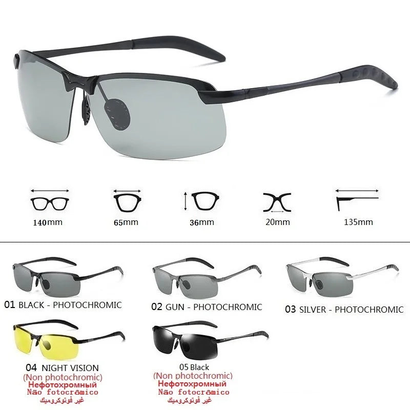 Photochromic Polarized Sunglasses for Men – Color-Changing Driving Glasses for Day & Night Vision