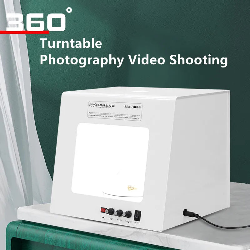 SANOTO Dimmable Photo Studio Light Box – Softbox with Rotating Turntable for Jewelry Photography & 3D Scanning