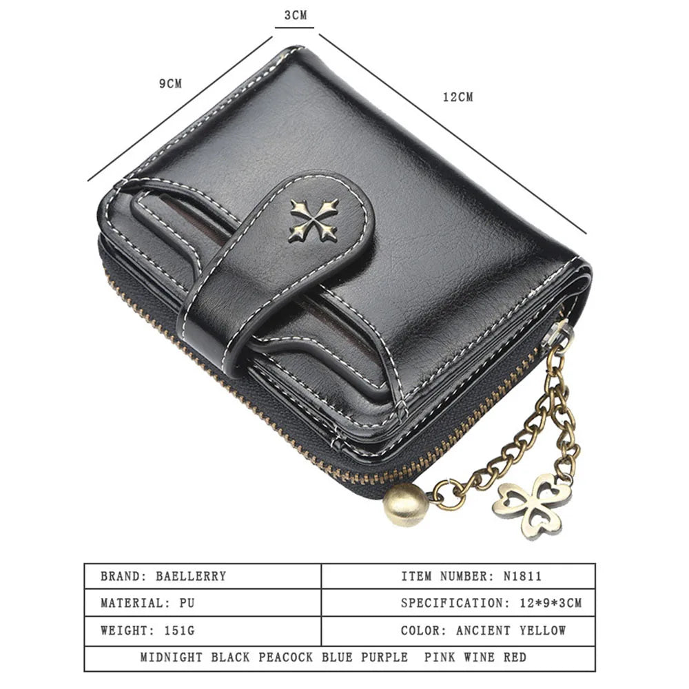 Fashionable 2024 Women's Wallet - Short PU Leather Card Holder with Zipper Purse, Top Quality Design