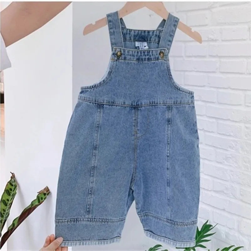 2024 Autumn Kids Denim Overalls – Loose Casual Bib Pants for Boys & Girls 1-7Y Spring Fall Outwear