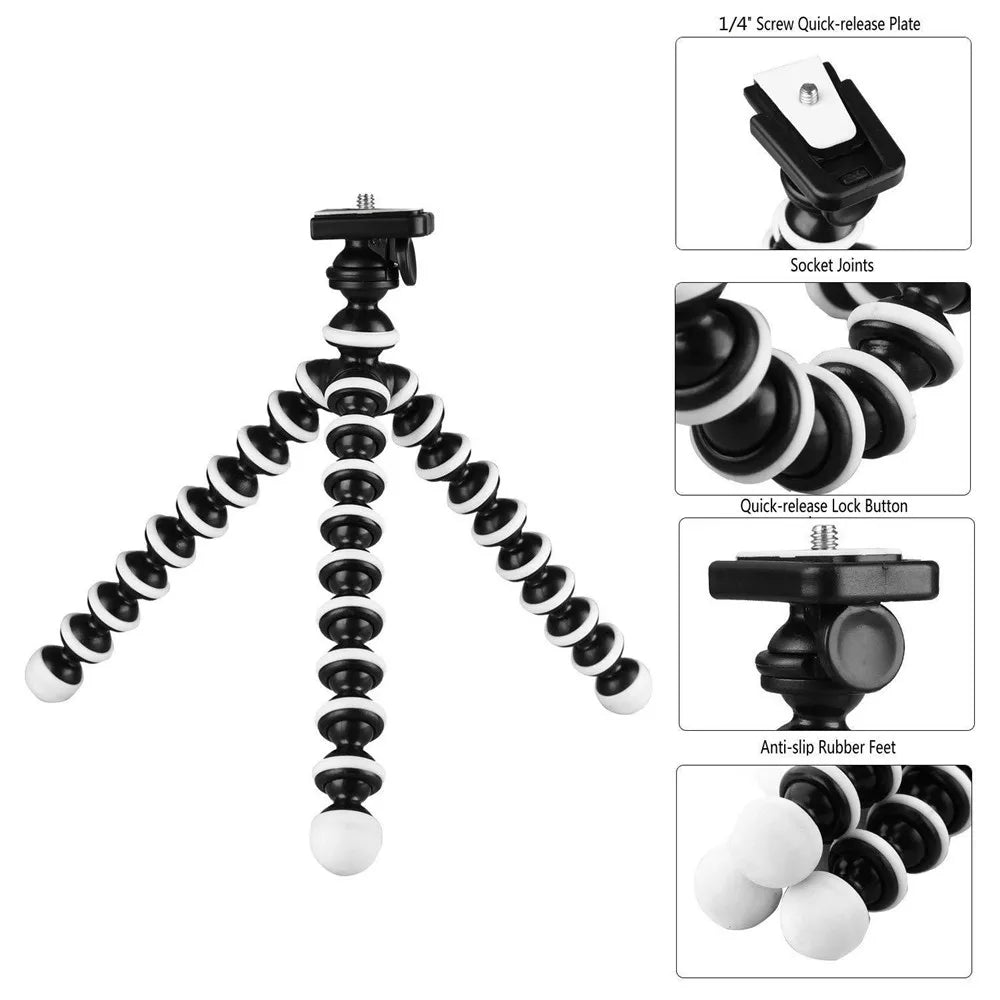 Octopus Flexible Tripod Stand for Smartphone & DSLR Camera – Foldable Desktop Tripod in 4 Sizes