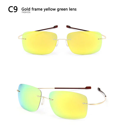 2025 New Cool 100% Pure Titanium Rimless Sunglasses – Polarized Grey Lenses, Super Thin, UV400 Protection, Oculos De Sol