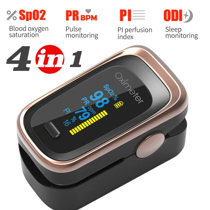 KIUZOU Finger Pulse Oximeter – SPO2, PR, PI, RR Blood Oxygen Saturation & Heart Rate Monitor, OLED Display