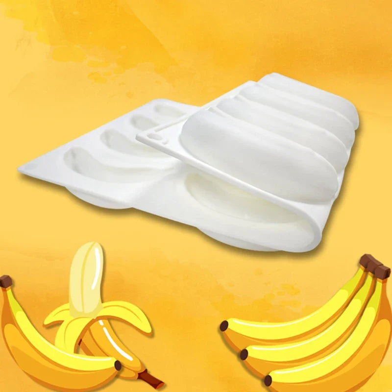 12-Cavity 3D Banana Silicone Mold – Baking Mousse Cake, Chocolate, Ice Cream & Dessert Pastry Mould