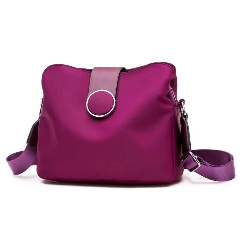 Vintage Waterproof Nylon Shoulder Bag for Women – Simple Crossbody Messenger Bag for Daily Use & Travel