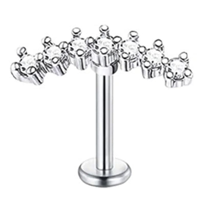 Crystal Flower Tragus Piercing Earring – 16G Cross Cartilage, Helix, Conch, Rook, Lobe & Labret Stud Jewelry