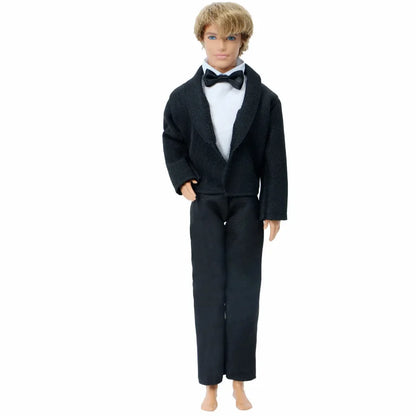 1/6 Men’s Doll Suit Set — Coat, Vest & Trousers for 12-Inch (30cm) Doll, Black Business, Tuxedo & Wedding Party Outfit