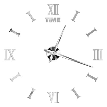 3D DIY Wall Clock - Modern Acrylic Mirror Sticker Quartz Clock For Living Room Decor With Silent Movement