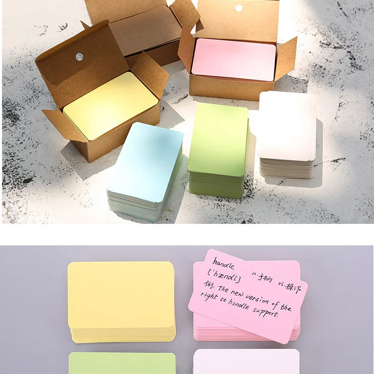100pcs Kraft Paper Cards – Blank Color Business Cards, Message & Thank You Cards, Writing Labels, Bookmarks & Learning Cards