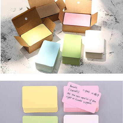 100pcs Kraft Paper Cards – Blank Color Business Cards, Message & Thank You Cards, Writing Labels, Bookmarks & Learning Cards