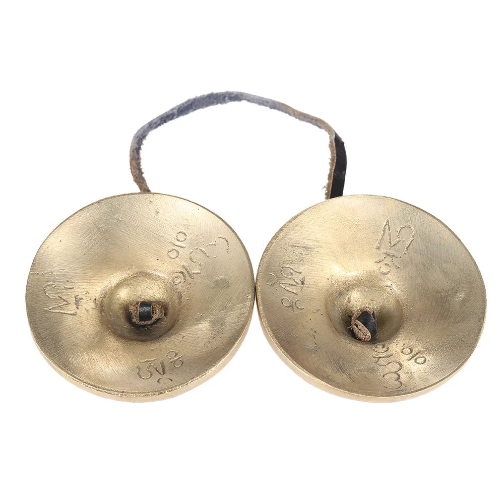 2.6in Handcrafted Tibetan Tingsha Cymbals - Meditation Bell with Buddhist Eight Auspicious Symbols