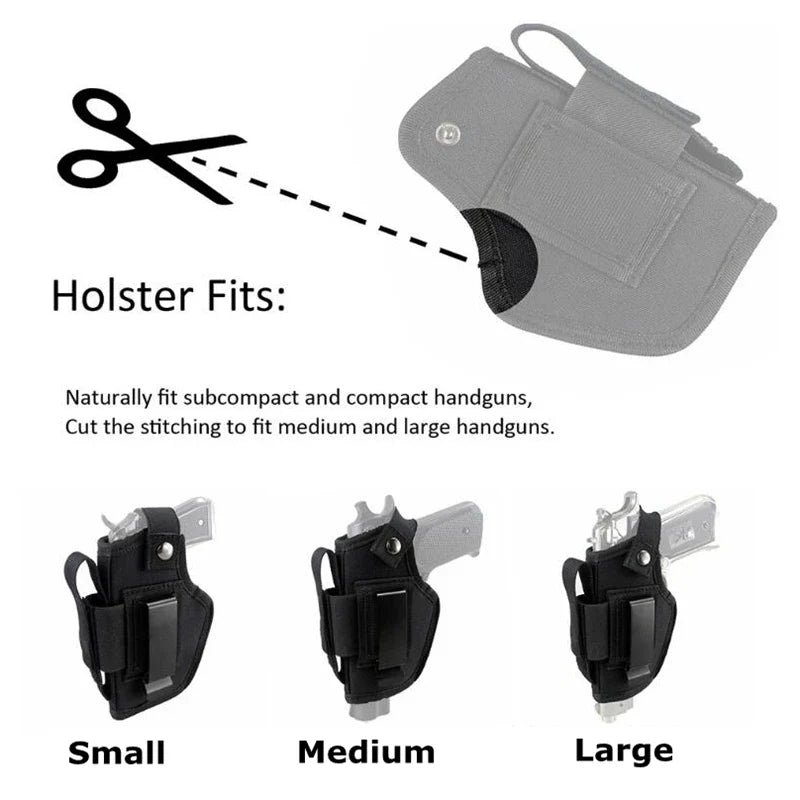 Tactical Universal Gun Holster - Left/Right Hand Waist Concealed Carry for Glock 17/19, Beretta M9, 1911, P226, 9mm Mag Pouch