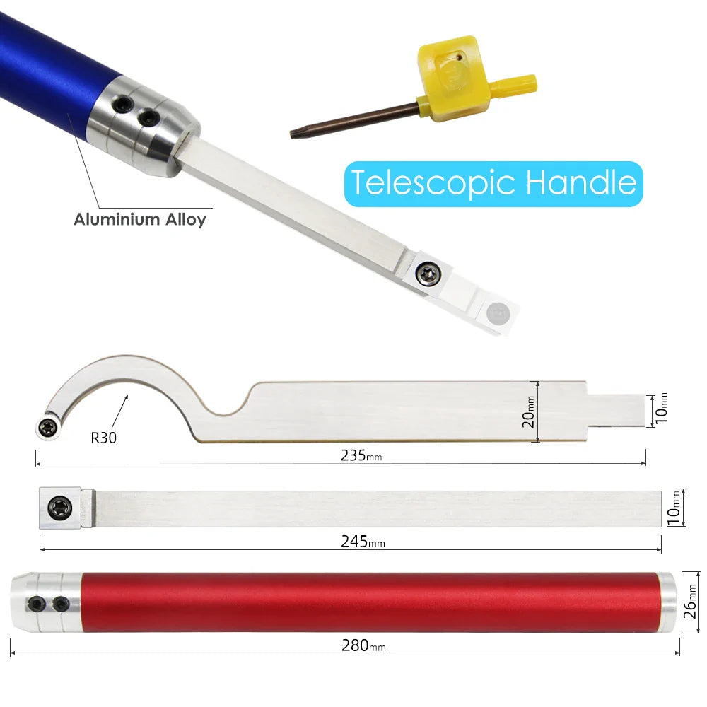 TASP Swan Neck Woodturning Tool – Carbide Insert Cutter with Aluminum Handle for Woodworking Lathe Machine