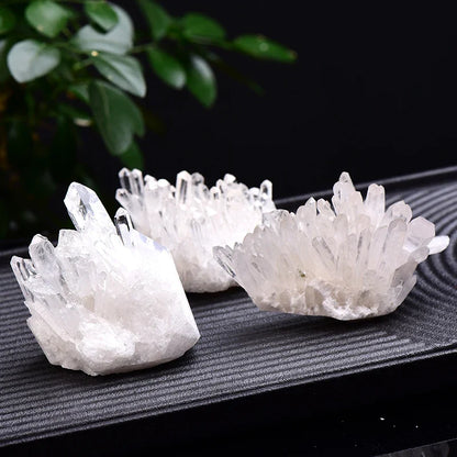 Natural White Quartz Crystal Cluster — Healing Reiki Stone Point Specimen for Health & Home Decoration Raw Crystals