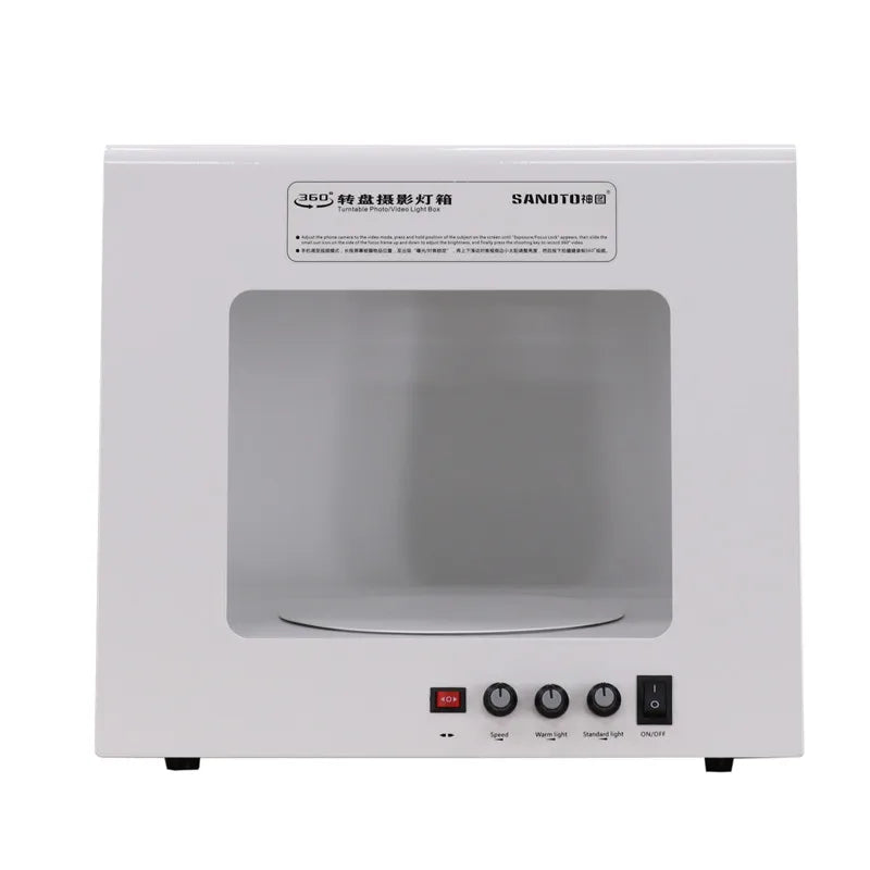 SANOTO Dimmable Photo Studio Light Box – Softbox with Rotating Turntable for Jewelry Photography & 3D Scanning