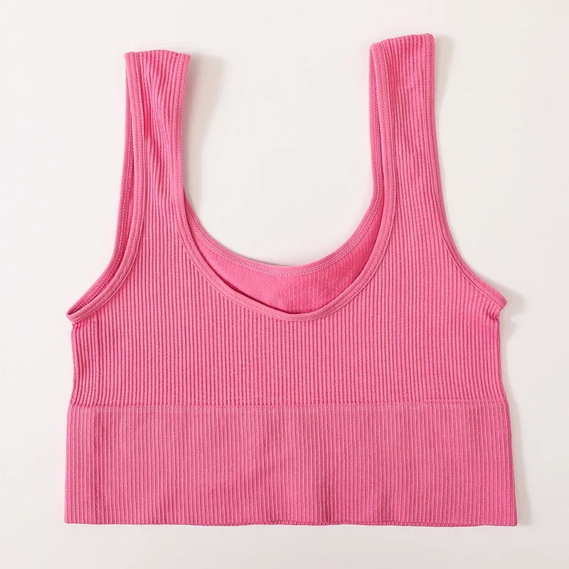 Women’s Seamless Ribbed Tank Top - High-Elastic Sleeveless Crop Camisole, O-Neck Everyday Sportswear M-XL