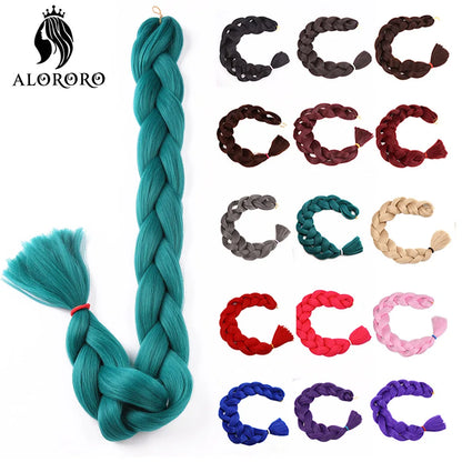 82-Inch Synthetic Braiding Hair Extensions – Jumbo Crochet Box Twist Braids in Green, Red, Pink & Yellow, Pure Color Wholesale