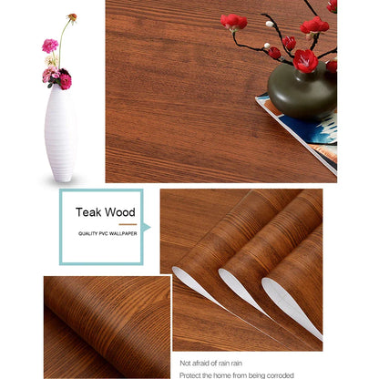 PVC Waterproof Self-Adhesive Wallpaper Roll — Wood Grain Vinyl Decorative Film for Furniture, Cabinets, and DIY Home Decor
