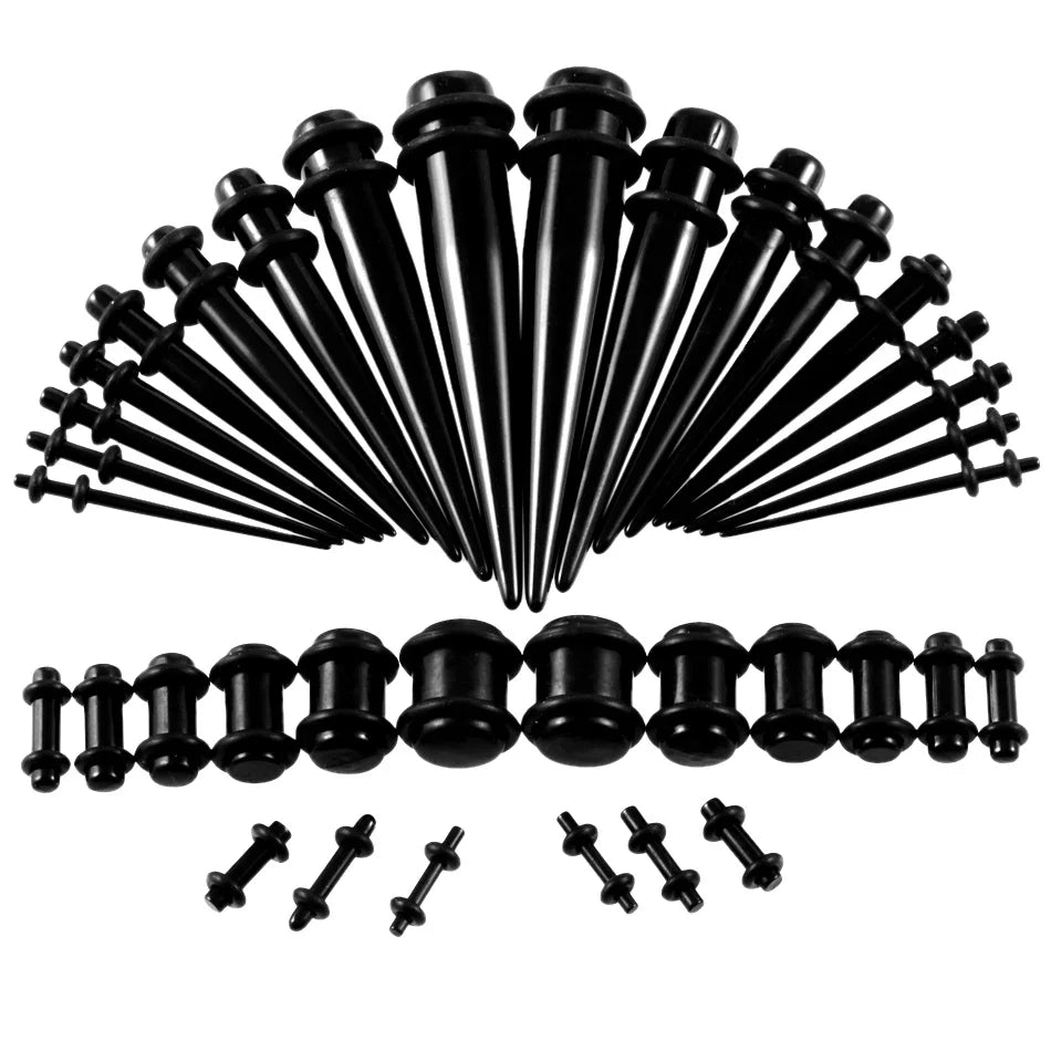 36PCS Acrylic Ear Gauge Taper & Plug Stretching Kit — Mixed Color Flesh Tunnel Expansion Jewelry 14G-00G