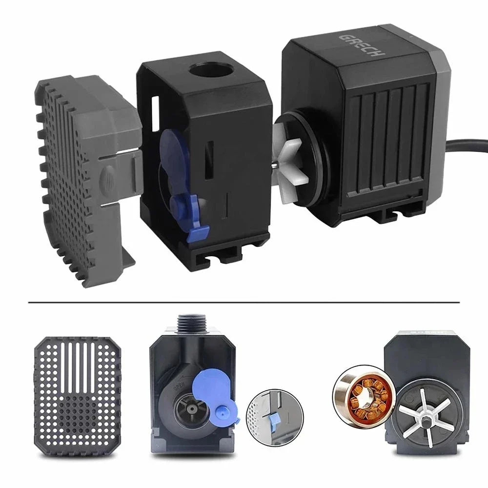 Ultra-Quiet Submersible Aquarium Water Pump - Adjustable 1500-5000L/h for Fish Tanks, Fountains & Ponds
