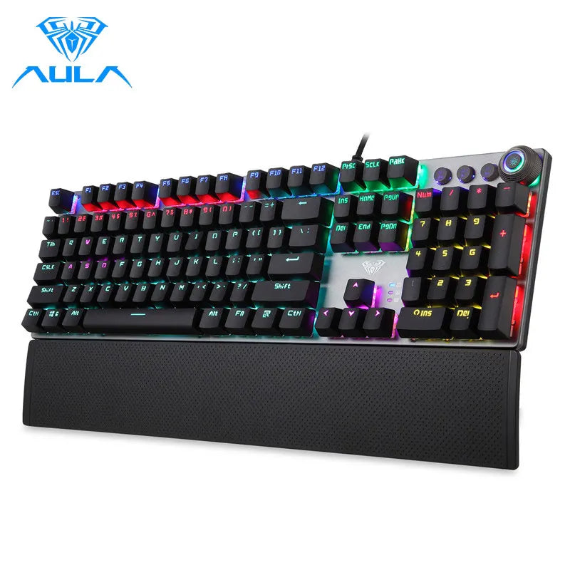 AULA F2088 Mechanical Gaming Keyboard – 104 Keys, Anti-Ghosting, Brown/Blue Switch, Wired RGB Backlit for PC & Laptop