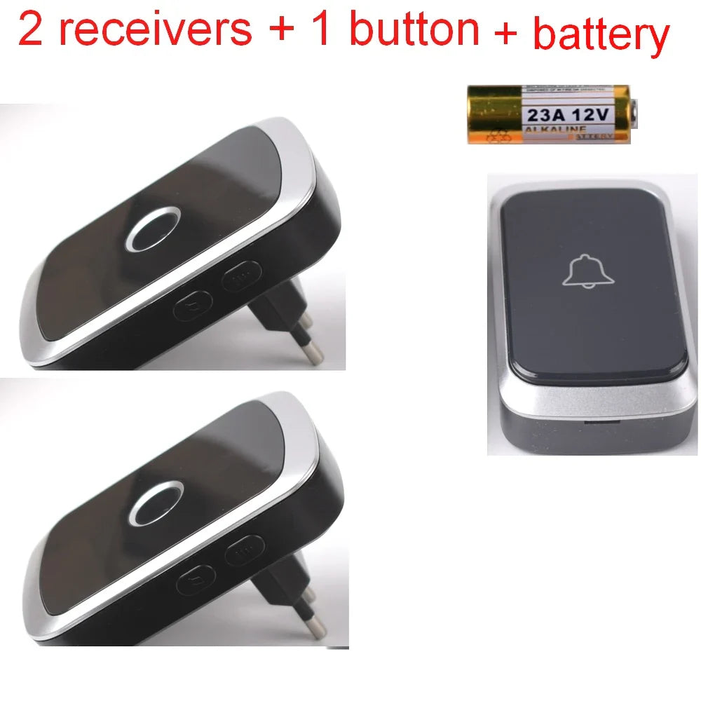 Waterproof Wireless Doorbell — AC 100V-240V EU Plug, Smart Remote Control, Battery Included, Plug & Play
