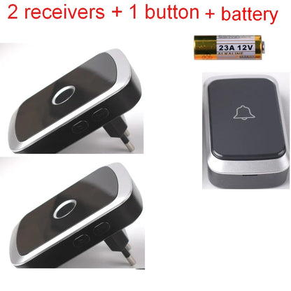 Waterproof Wireless Doorbell — AC 100V-240V EU Plug, Smart Remote Control, Battery Included, Plug & Play