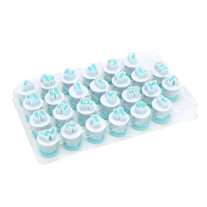 26Pcs/set Capital Letters Fondant Cake Mold: Upper & Lowercase Alphabet Cookie Cutter Set - Plastic Plunger Cookie Mould