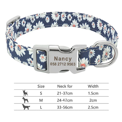Adjustable Nylon Dog & Cat Collar – Personalized ID Collar with Engraved Name Buckle, Anti-Lost for Small, Medium & Large Pets