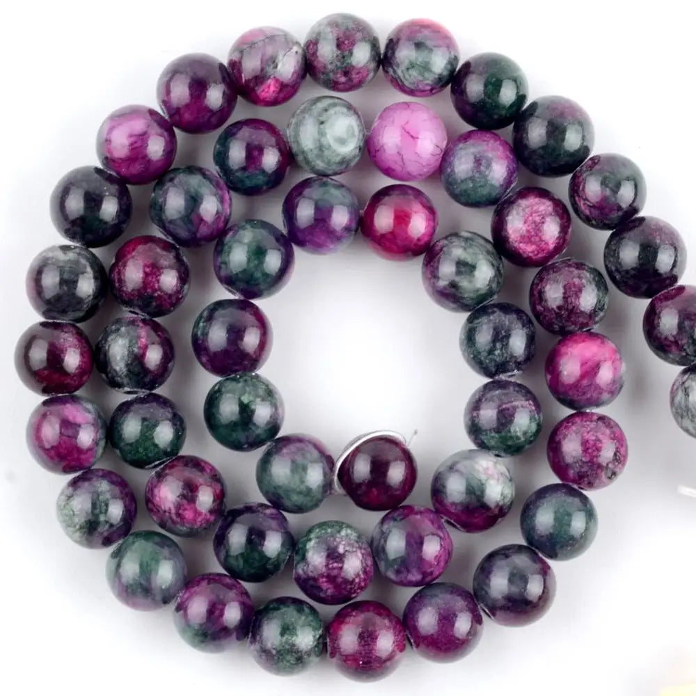 Natural Round Mixed Gemstone Beads — Tiger Eye, Amazonite, Lava, Turquoise, Agate, Jasper & Garnet Spacer Beads for DIY Bracelet